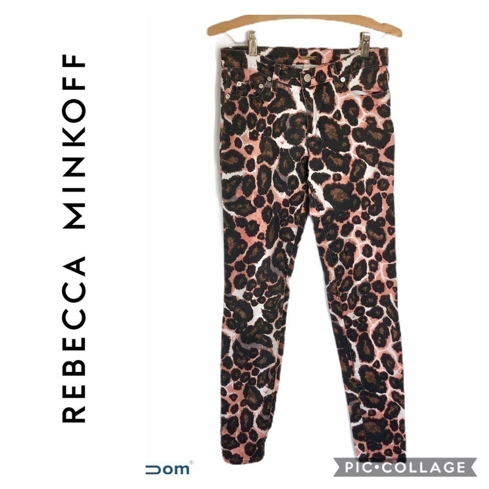 Rebecca Minkoff Animal Print Jeans Sz 26 Pink Black